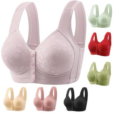 Imagem de Ellymuse Daisy Bras, Lightweight, Breathable and Gathered Front Closed Push-Ups for Women, Daily Comfort Bra for Older Women(Purple,L)