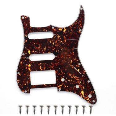 Imagem de 3ply 11 furos estilo ST/Strat Pickguard HSS Pick Guard para peças de guitarra estilo vintage Stratocaster/Strat dos EUA/México (casco de tartaruga marrom escuro)
