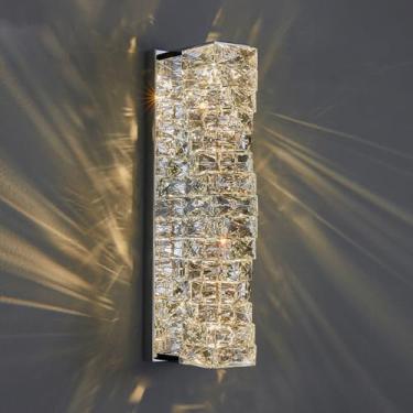 Imagem de HOSETEON Arandela de parede Cryal, suporte de parede LED, lâmpada de vaidade moderna, arandelas com fio de enguia dolorida, luzes de parede Art Deco r g quarto, oom,