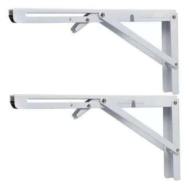 Imagem de Kit 2 Suportes Mão Francesa Dobrável Retrátil Reforçada 29x11.5cm