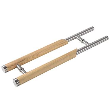 Imagem de Maçaneta de porta de vidro, maçaneta de porta de vidro de madeira maciça simples, maçaneta da porta de registro, apoio de braços de porta de correr emoldurado, botões de porta de aço inoxidável / a