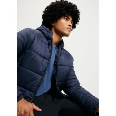 Imagem de Jaqueta Básica Masculina Puffer Com Capuz - Hering, M, Azul