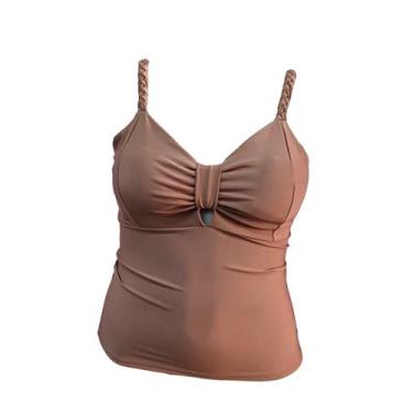 Imagem de Regata com bojo  embutido compressão plus size alça trabalhada de tran