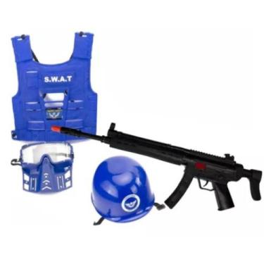 Imagem de Brinquedo Kit Infantil Swat Colete Com Acessórios Azul Inmetro - DDG T