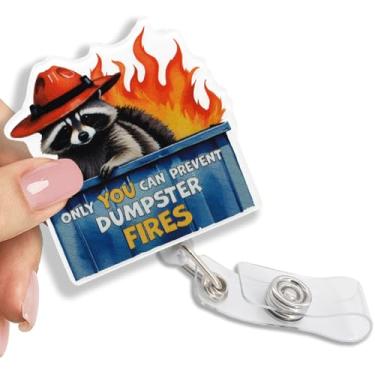 Imagem de Pishovi Only You Can Prevent Dumpster Fire Carretel retrátil com clipe para crachá de guaxinim, presente engraçado para enfermeira médica bombeira, presentes de formatura para nova enfermeira
