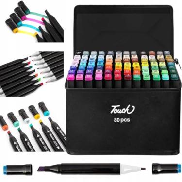 Imagem de Kit Canetas Touch Ponta Dupla 24 a 120 Cores – Estojo com Marcadores Artísticos para Colorir, Lettering, Mangá e Desenho – Ideal para Livros Estilo Bobbie Goods e TikTok (80 Cores)