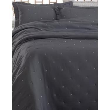 Imagem de Kit Cobre Leito 3 King Casal Extra Soft Rozac  Maxime, cinza grafite