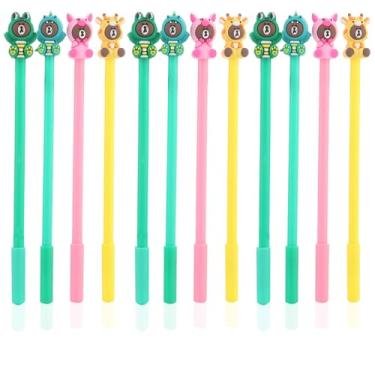 Imagem de XIANFANG 12 canetas de tinta gel de animais e frutas, legumes, canetas de escrita divertidas e adoráveis para adultos, perfeitas para professores e presentes, refil preto de 0,5 mm com um saco de