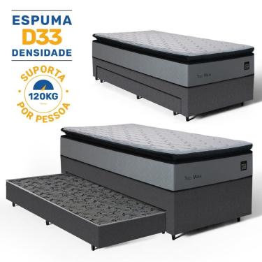 Imagem de Cama Box com Colchão de Espuma D33 Pillow Top Maxx + Auxiliar de Espuma Unique Solteiro 88cm