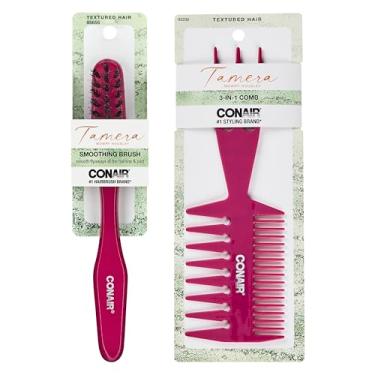 Imagem de CONAIR Conjunto de escova alisadora Tamera Mowry Collection e conjunto de pente 3 em 1 - escova de cabelo lisa para suavizar os cabelos - perfeita para cortar ou provocar o cabelo - coque de rabo de