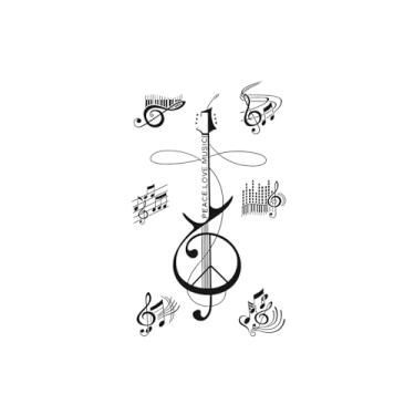 Imagem de Tatuagens temporárias, Símbolos musicais HC-HC-121, Tatuagens de símbolos, Resiliência, Dura de 1 a 2 semanas, Aparência de tatuagem real, Resistente à água,18 x 11 cm