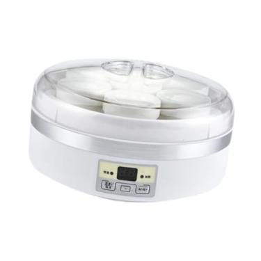 Imagem de IEUDNS Máquina de iogurte elétrica fabricante de iogurte com 7 xícaras de vidro doméstico portátil em aço inoxidável contêiner para restaurante para loja