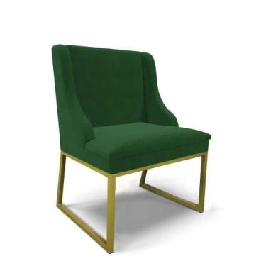 Imagem de Cadeira Sala De Jantar Industrial Dourado Liz Veludo Verde D03 - D'ros