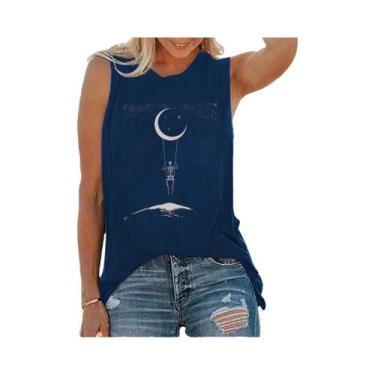 Imagem de Camiseta Feminina Soltinha Sem Mangas - Gola Redonda com Estampa Engra