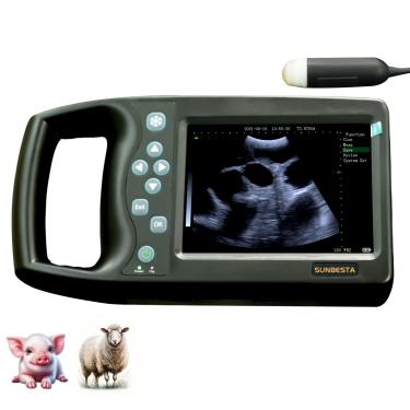 Imagem de SUNBESTA Máquina de ultrassom veterinária leve, design portátil com tela LCD de 5,7 polegadas, sonda mecânica de alta frequência de 3,5 MHz apenas para porcos grávidos, ovelhas e cabras