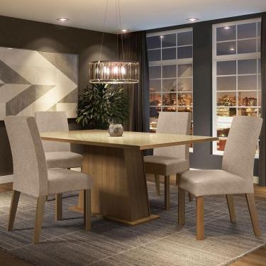 Imagem de Mesa Tampo De Vidro Com 4 Cadeiras - Rustic/crema/imperial