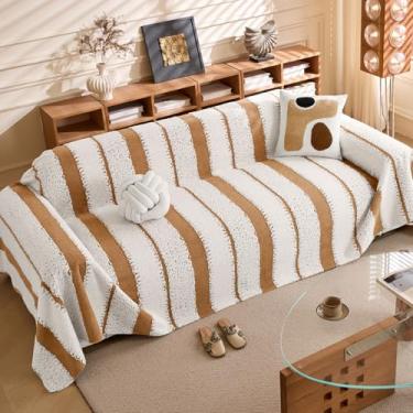 Imagem de WTHAVEN Capas de sofá para sofá seccional, capa de sofá para cães, capas de sofá para namoradeira, capa para futon, capa lavável em formato de L, protetor de sofá de veludo lavável (marrom, 180 cm x