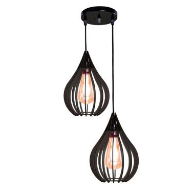 Imagem de Luminária Teto Lustre Pendente Balcão Cozinha Sala Duplo Cor:preto