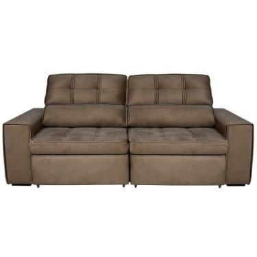 Imagem de Sofá 5 Lugares Luizzi Bugatti Ii Com Assento Retrátil Encosto Reclinável E Tecido Veludo Plush Tabaco