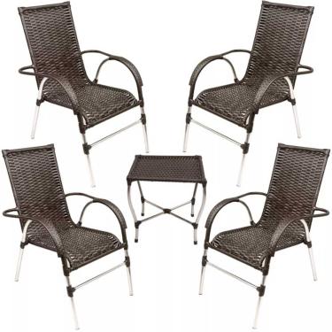 Imagem de Kit 4 Cadeiras Vênus E Mesa De Centro Garden Trama Original Pedra Ferro