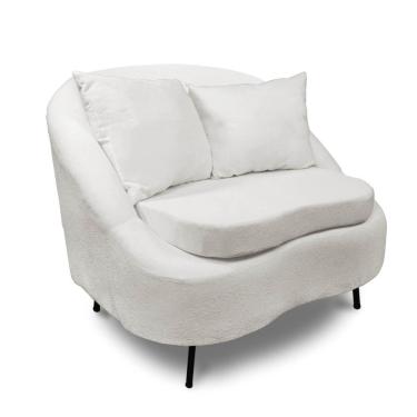 Imagem de Poltrona Decorativa Orgânica Pé Ferro Pto Zaya Bouclê C05 - D'rossi Cor White