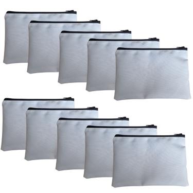 Imagem de Kit 10 Necessaire 12x18 Quadrada Estojo Sublimação Dtf Branco