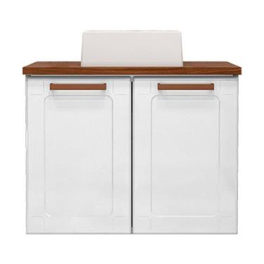 Imagem de Balcão Gabinete Com Cuba Para Banheiro 2 Portas Natua Branco - Bertolini