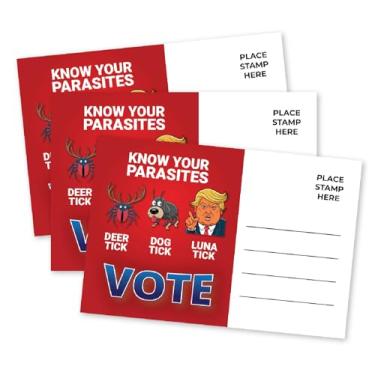 Imagem de Pink Pixie Studio Cartões de eleição engraçados para eleitores, Know Your Parasites, Humor político 10 x 15 cm, conjunto de 100, cartolina sem revestimento para democratas Feito nos EUA