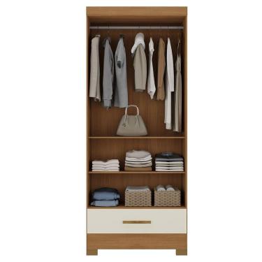 Imagem de Guarda Roupa Roupeiro Multiuso Smart Versatile 1 Gaveta Sem Portas Cinamomo Off White - Rodial Móveis