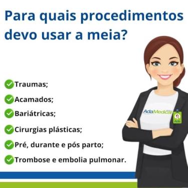 Imagem de Meia Anti Trombo Branca para Cirurgia Abdominoplástia Bariátrica Mamoplastia 3/4 (Panturrilha) ou 7/8 (Meia Coxa) VENOSAN (3/4 (Panturrilha), XG)