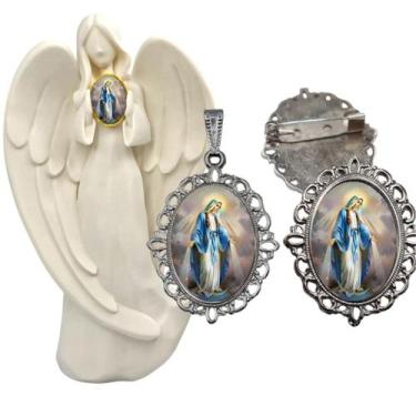 Imagem de Imagem Estatua Nossa Senhora das Graças Com Relicario Metal Broche Res