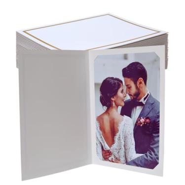 Imagem de Meonua Pacote Com 50 Pastas Para Fotos, Adequadas Cartões Comemorativos Moldura De 4X6 Ou 5X7 - Papelão Inserir, Papel Anotações (Branco, Vertical)