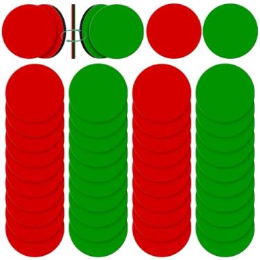 Imagem de Xuhal 80 ímanes duplos verdes, vermelhos, verdes, 3 cm, vermelho, verde, flip reversível, ímãs, pontos para quadro branco, mini indicador de círculo reversível de dupla face colorido para decoração de