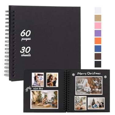 Imagem de RECUTMS Álbum De Recortes Faça Você Mesmo, 10 X Polegadas, 60 Páginas, Capa Dura, Papel Kraft, Fotos, Lembranças Para Casamento E Aniversário Família (Preto)