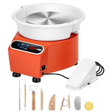 Imagem de VIVOHOME Máquina De Moldagem Cerâmica Compacta 25 Cm Com Tela Lcd Sensível Ao Toque, Para Argila Elétrica Pedal E Bacia Removível, Ferramentas Diy Adultos Iniciantes, Laranja