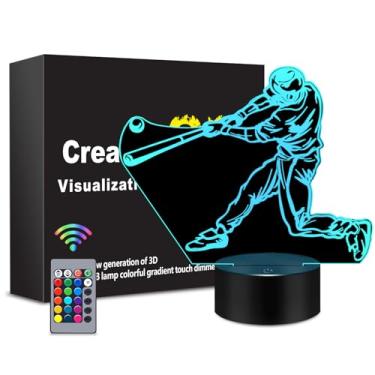 Imagem de MENOMINO Luz Noturna 3D De Beisebol, 16 Cores, Controle Remoto, Lâmpada Motocross, Decoração Quarto Led, Brinquedos, Presentes Aniversário, Natal E Para Meninos Meninas