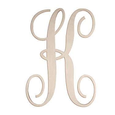 Imagem de Focal20 Letras Cursivas De Madeira K Para Decoração Parede, 14" Grande Monograma Inacabado, Madeira, Artesanato, Recortes Alfabeto, Pintura Faça Você Mesmo, Cabide Porta (K)