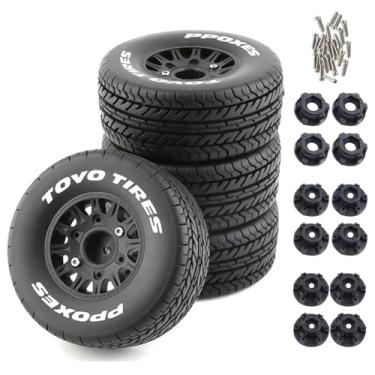 Imagem de Chanmoo Pneus E Rodas Para Caminhão De Corrida Curta 1/10 Rc Com 12 Mm, 14 17 Mm Hexagonais, 113 Borracha 1/8 Escala Ou Carro Estrada Hsp Sonic 94102 Gt Ptg-2 Tamiya Tt02 Racing 4 Peças (Preto A)
