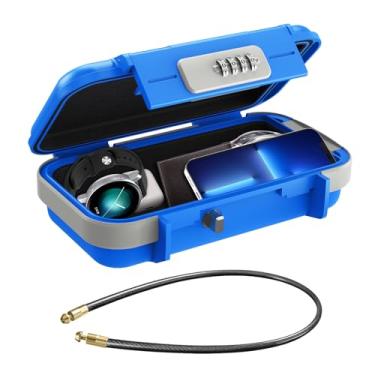 Imagem de Ankilo Cofre De Praia Portátil, Caixa Viagem Para Casa, Mini Estojo Segurança À Prova D'Água Com Trava Antirroubo Combinação E Cabo Aço Removível Escritório, Hotel, Carros