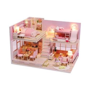 Imagem de Casa de Boneca em Miniatura de Madeira 3D - DIY com Luzes LED - Aparta