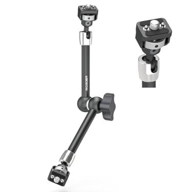 Imagem de ROZOER Suporte para câmera Magic Arm de 28 cm – Braço articulado ajustável de 360° com parafusos duplos de 1/10.2 cm-20 e pinos de localização para Arri para monitores, câmeras e luzes
