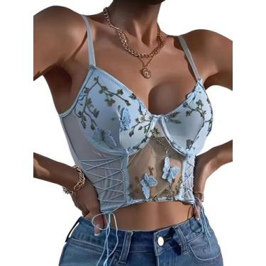 Imagem de Cropped Blusa Curta Crop Top Sutiã Telinha Transparente - Modas Fagund