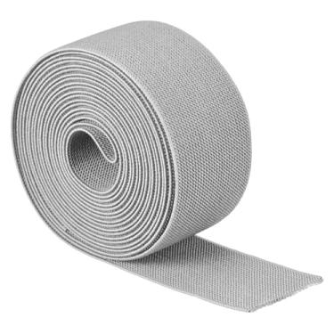 Imagem de Boxonly Banda elástica larga de sarja dupla face 5.0 cm Flat 4 Yard Woven Elastic Band Knit Elastic Spool Heavy Stretch Strap 5 cm de largura cinza claro para costura, cintura