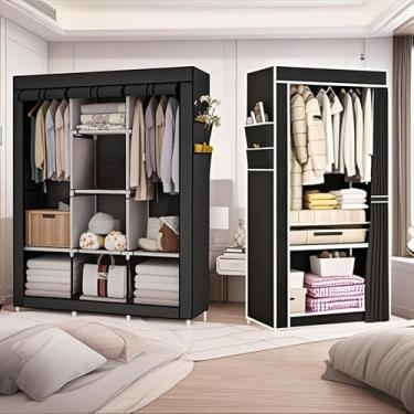 Imagem de Guarda Roupa Portátil Desmontável Organizador Prático Solteiro e Casal(PRETO,CASAL)