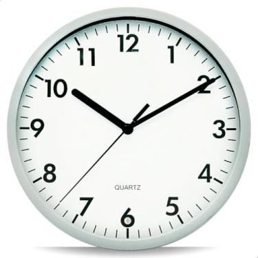 Imagem de Relógio de Parede Analógico 20 cm Branco – Design Moderno, Silencioso, Ideal para Cozinha, Sala, Escritório, Quartos – Funciona com Pilha AA