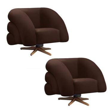 Imagem de Poltrona Giratória Orgânica com Balanço kit 2 Tana Bouclê E03 - D'Ross