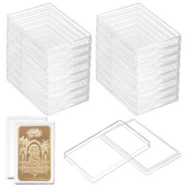 Imagem de FINGERINSPIRE 20 peças de suporte de barra de prata de acrílico transparente de 28 g, caixa de armazenamento retangular de 5 x 3 x 0,3 cm (interno), adequada para armazenamento de lingotes de prata de