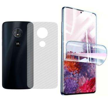 Imagem de Película Hidrogel + Adesivo Fibra De Carbono Para Moto G6 Play Transparente