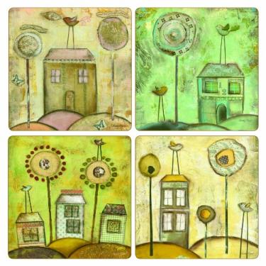 Imagem de CoasterStone Porta-copos absorventes, 10 cm (4 1/4 polegadas), uma vista da parte superior, conjunto de 4