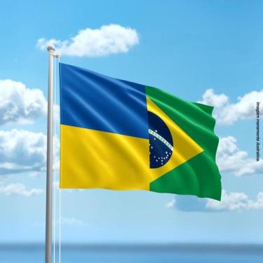 Imagem de Bandeira da Ucrânia e Brasil 80cmx140cm Tecido Oxford 100% Poliéster -